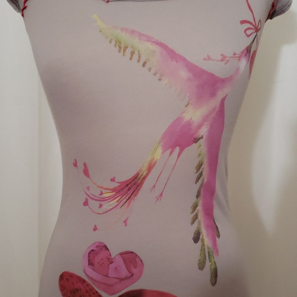 Awake Couture Vintage Tshirt, Bird, Hearts, XS - Picture 2 of 5